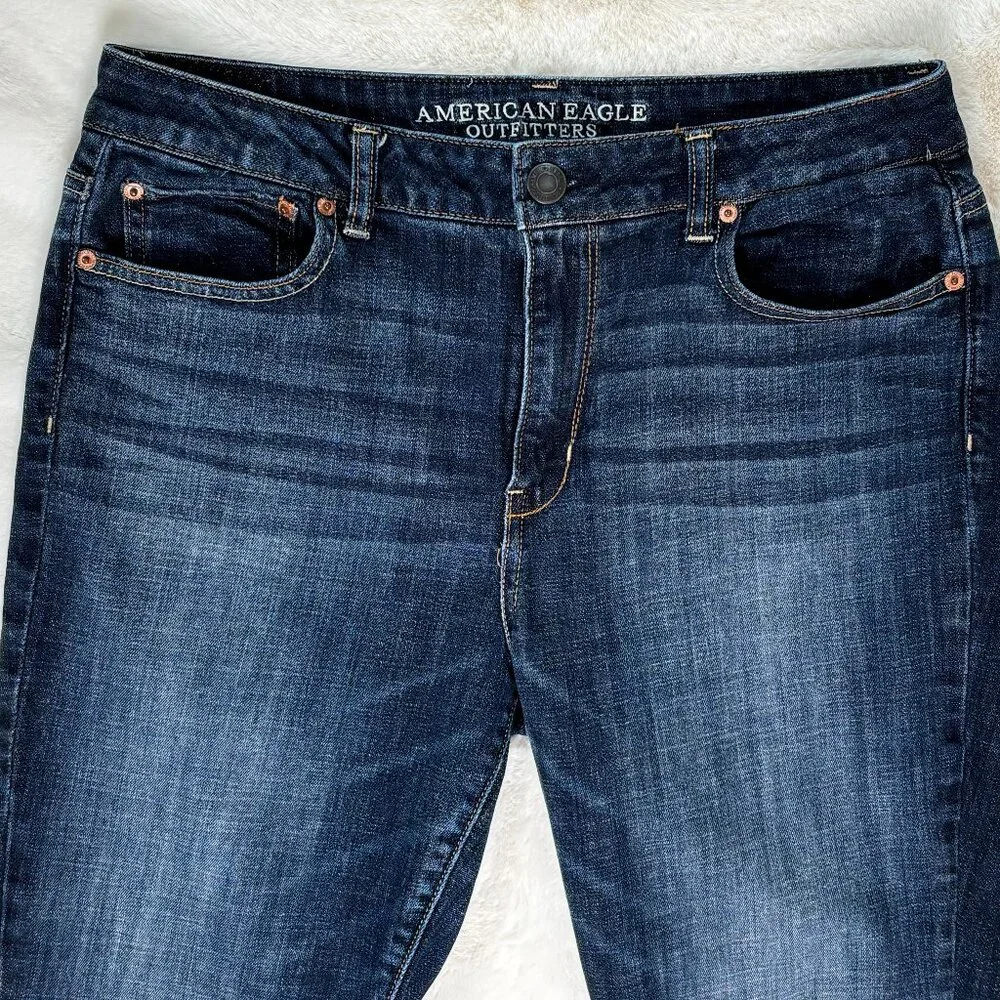 American Eagle Outfitters Women's Hi-Rise Skinny Stretch Dark Denim Jeans - Picture 4 of 15